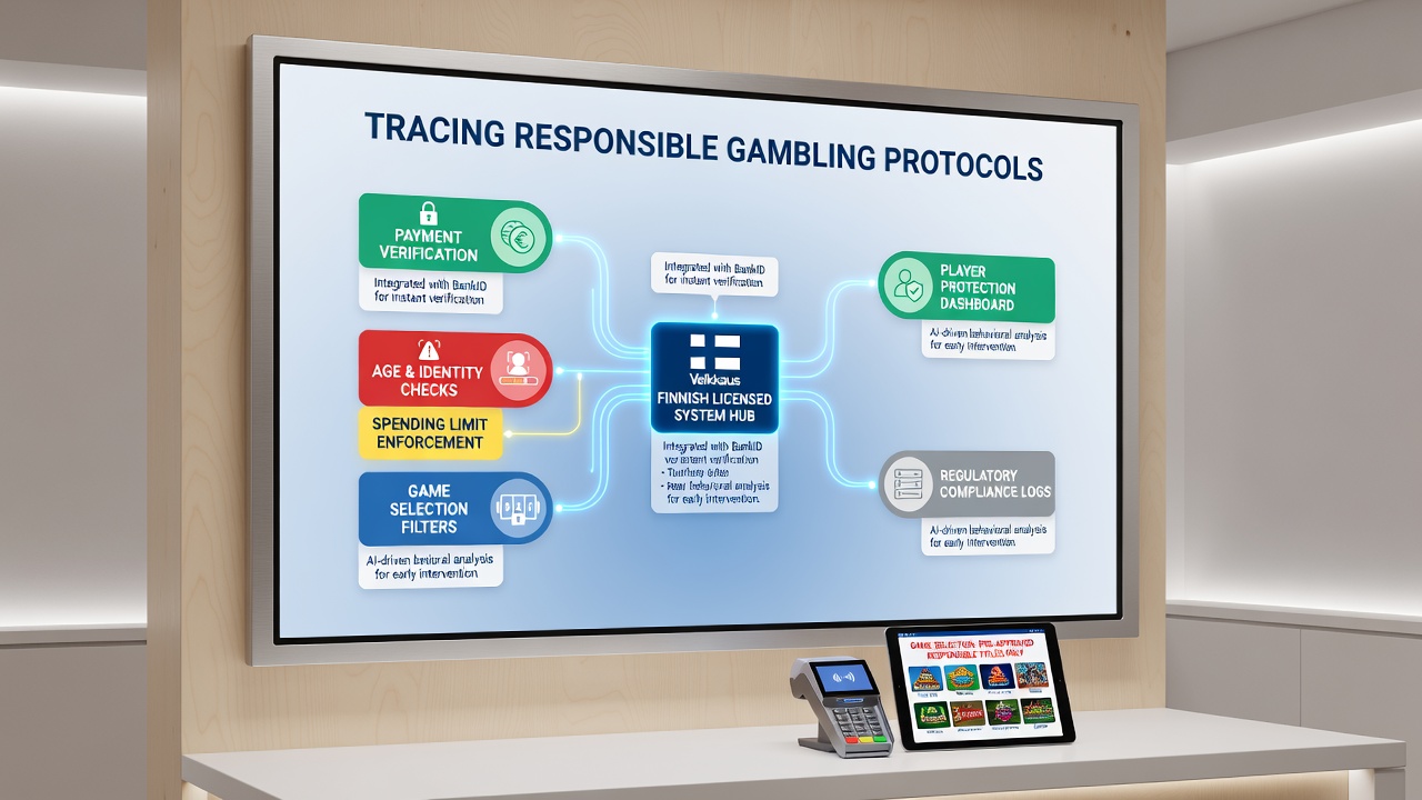 Game selection interface in a Finnish licensed casino highlighting responsible gambling settings